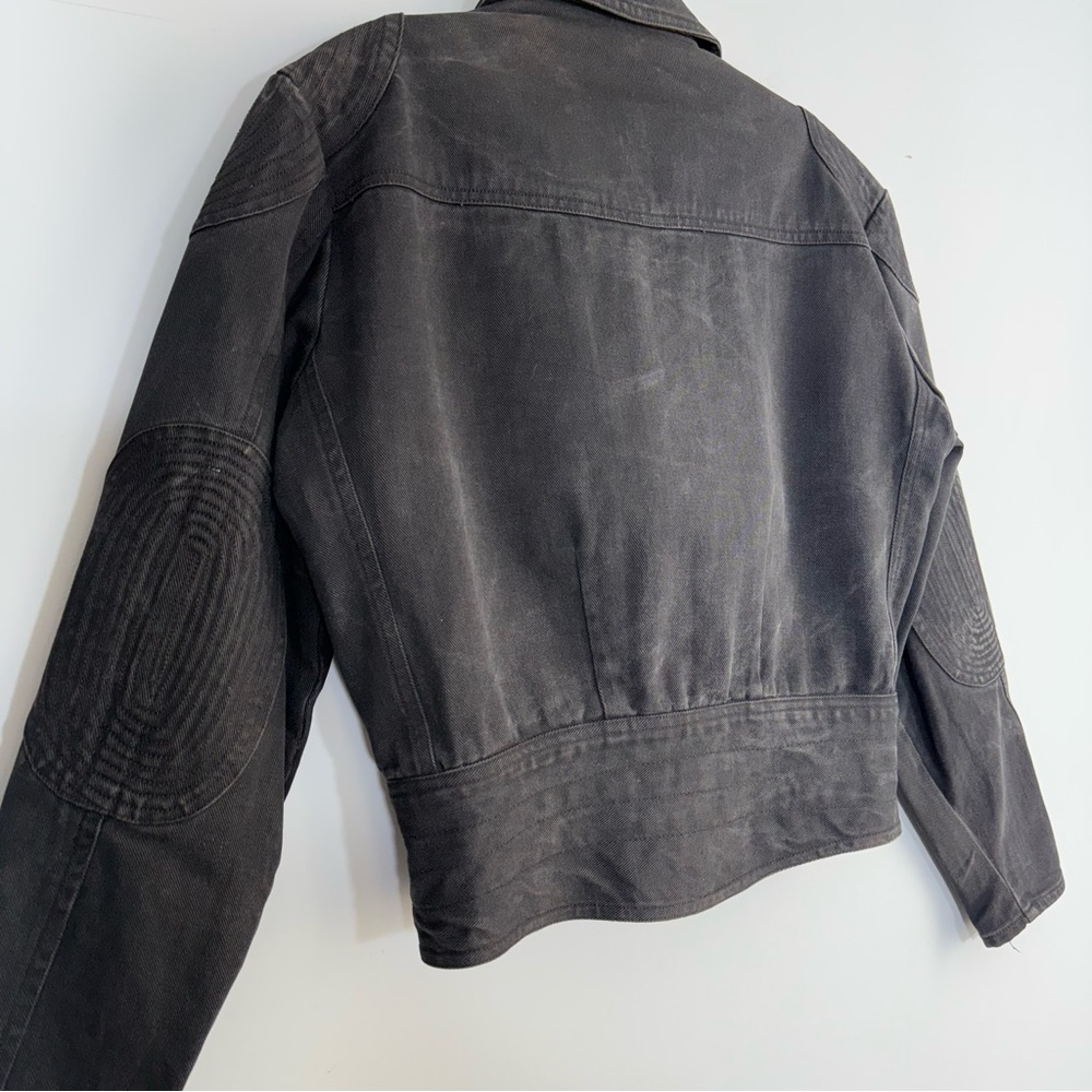 Cooper Sportswear Vintage Cropped Denim Moto Jean Jacket Black Gray Motorcycle S - Picture 9 of 16